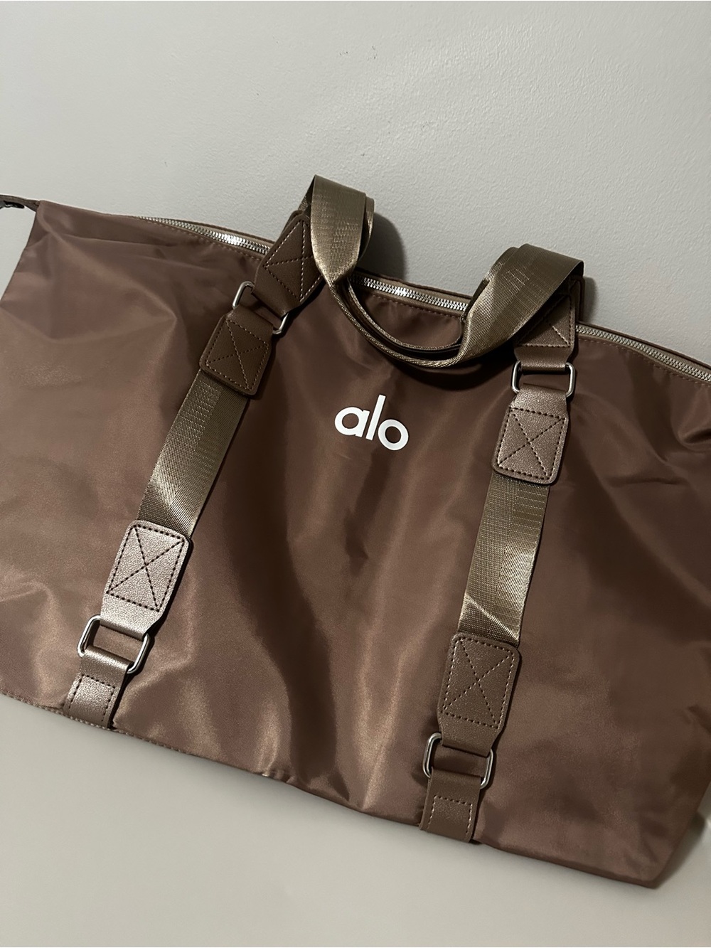 ALO Yoga Men's Taupe Duffel Bag with Removable Strap